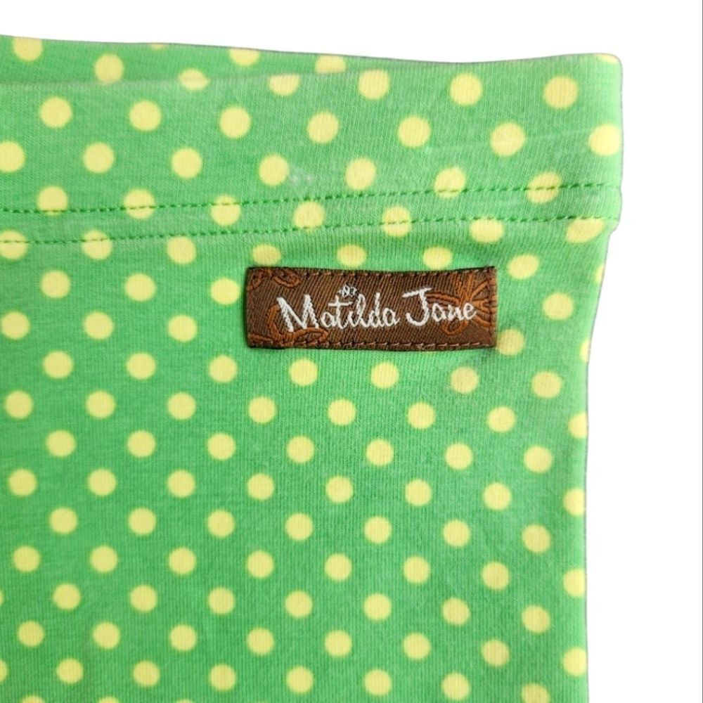 Matilda Jane Girls Shorts Playful Green Yellow Polka Dots & Ruffled Hem Size 8 - Picture 3 of 11